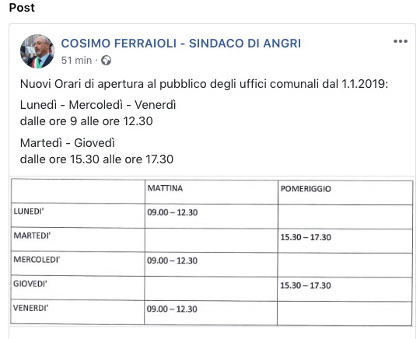 orario uffci comune angri 2019